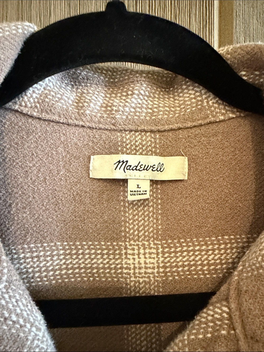 Madewell Taupe Plaid Button-Down Shirt Jacket Women’s Size L - Picture 6 of 13